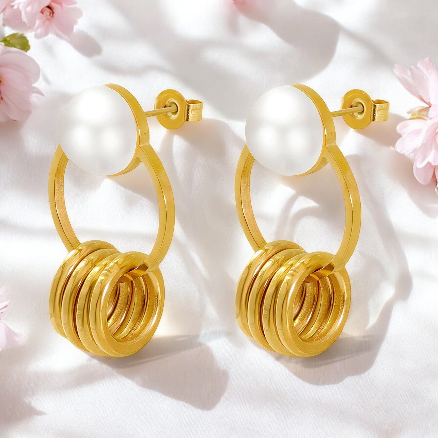 Hoop Earrings with Pearl Accent
