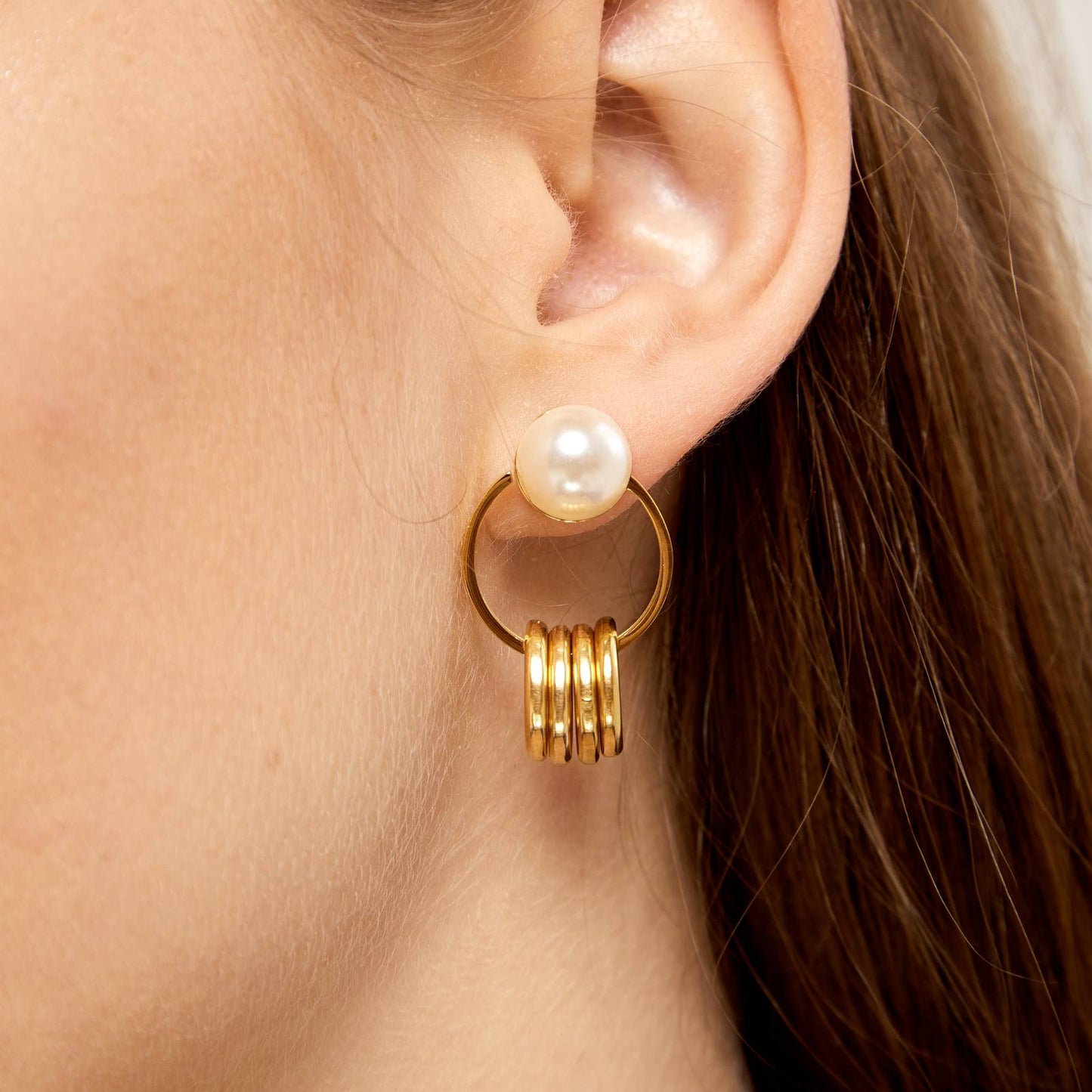 Hoop Earrings with Pearl Accent