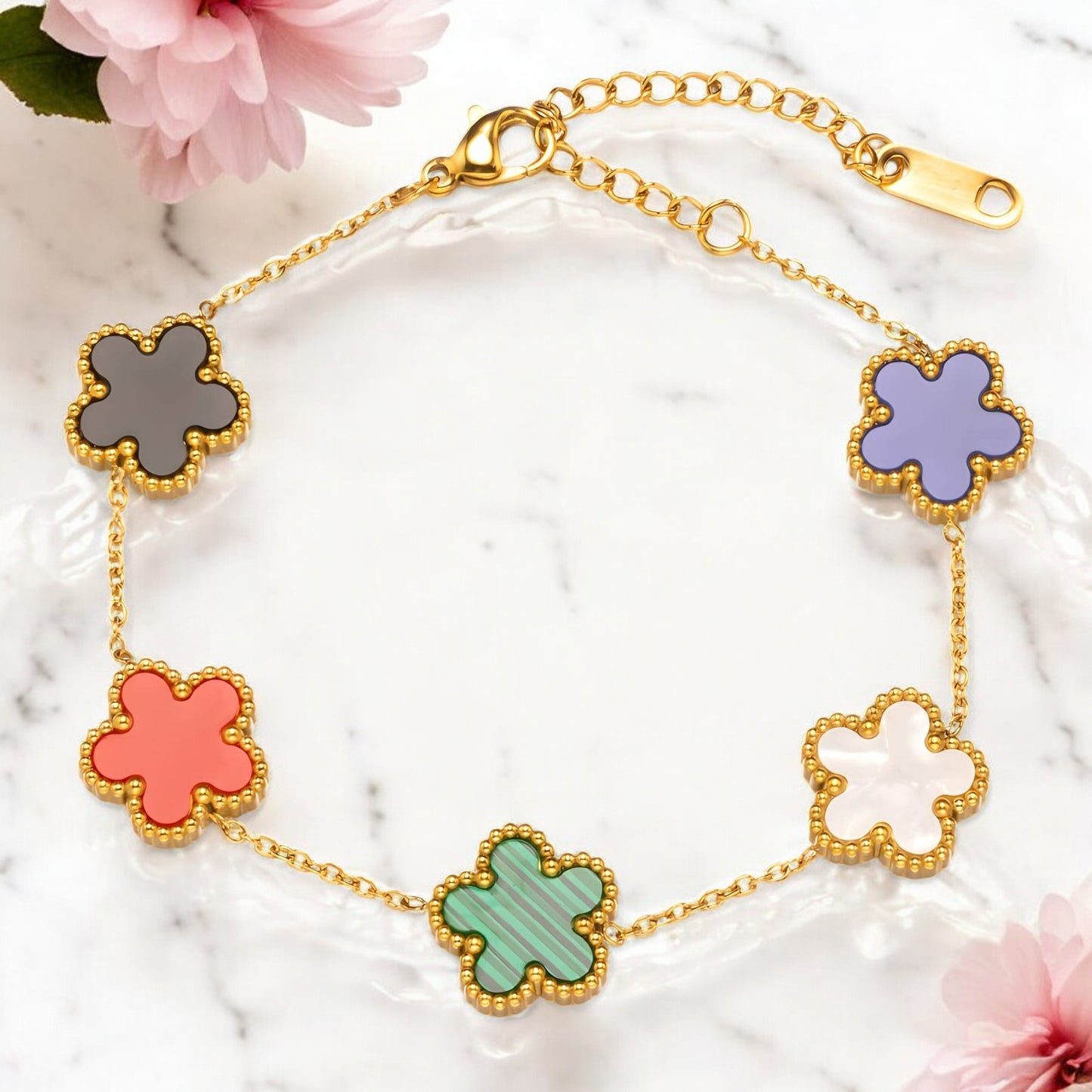 Multicoloured Clover Charm Bracelet