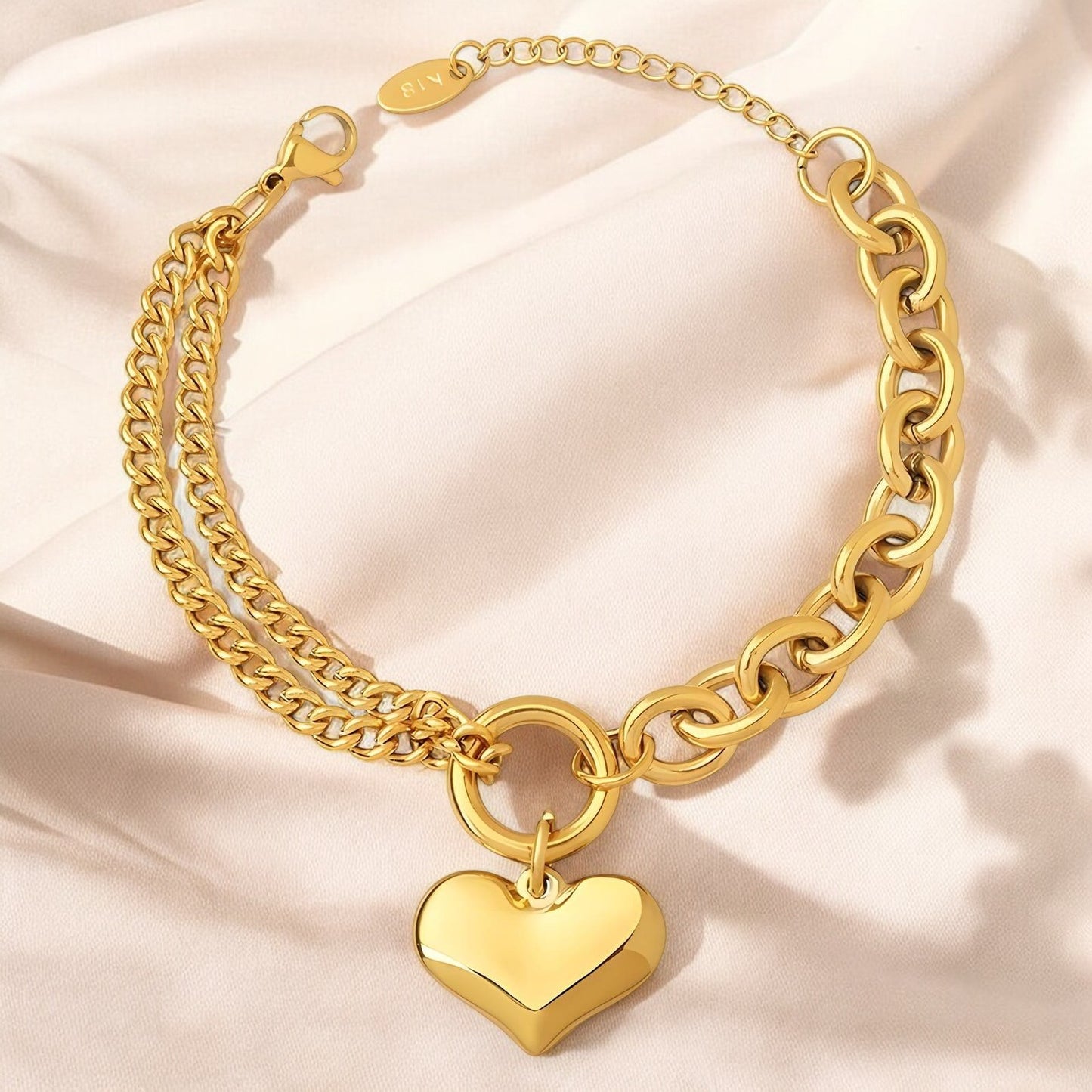 Gold Heart Chain Bracelet