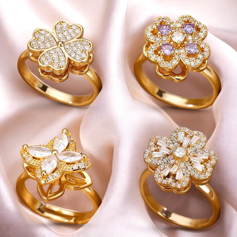 Spinning Anxiety Relief Adjustable Clover Ring