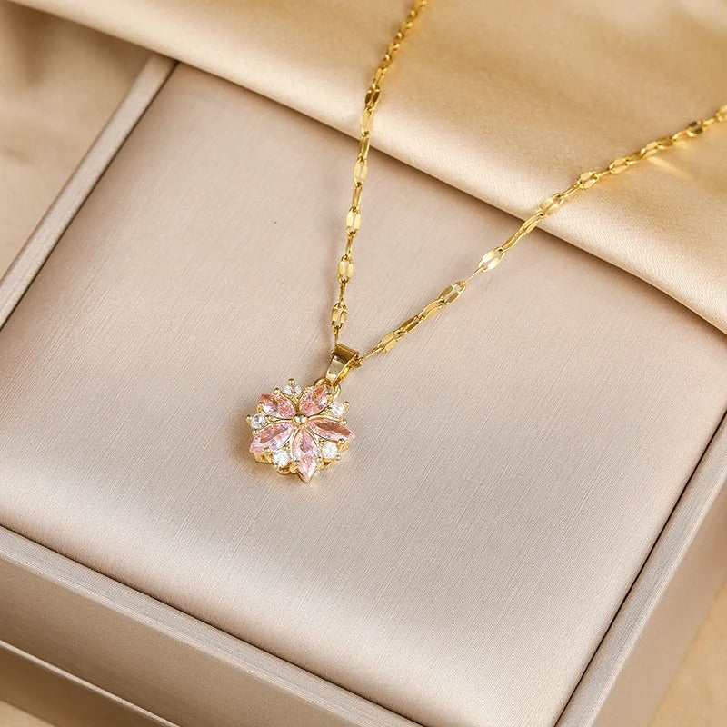 Cherry Blossom Pink Pendant Necklace