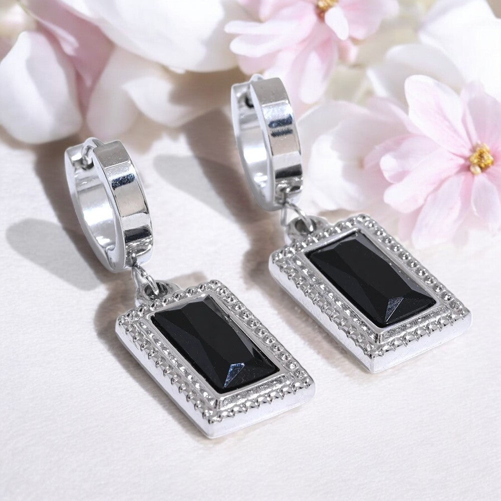 Radiant Rectangle Gem Drop Earrings