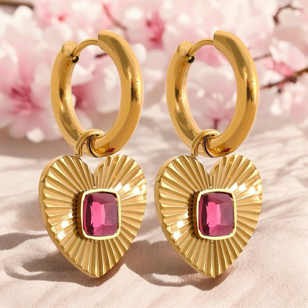 Interchangeable Heart Pendant Hoop Earrings