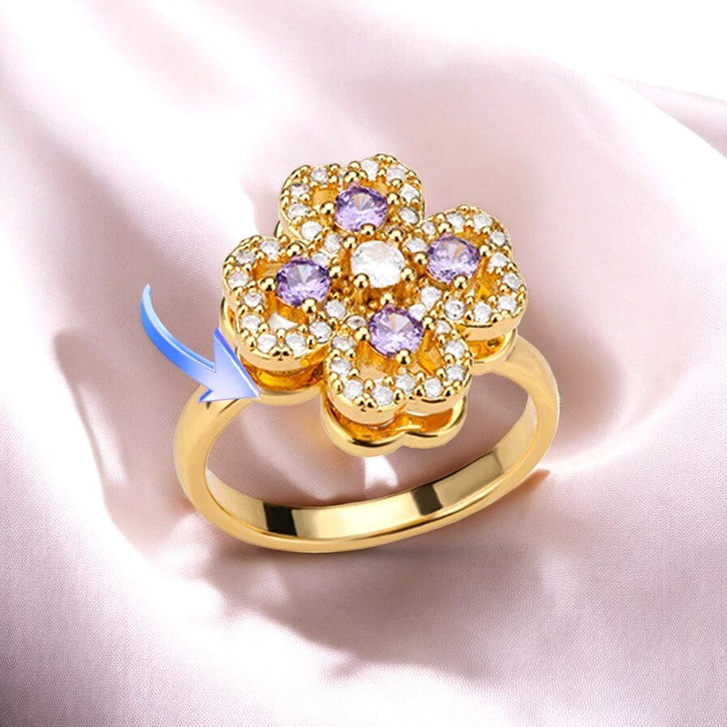 Spinning Anxiety Relief Adjustable Clover Ring