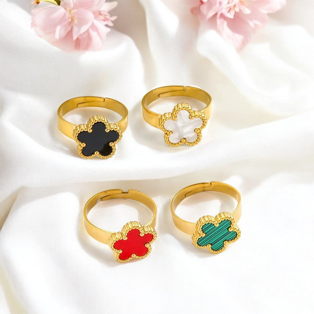 Lucky Four-Leaf Clover Adjustable Ring