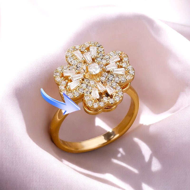 Spinning Anxiety Relief Adjustable Clover Ring