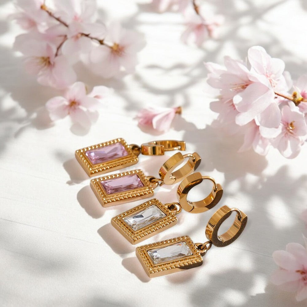 Radiant Rectangle Gem Drop Earrings