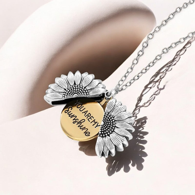 "You Are My Sunshine" Sunflower Pendant Necklace