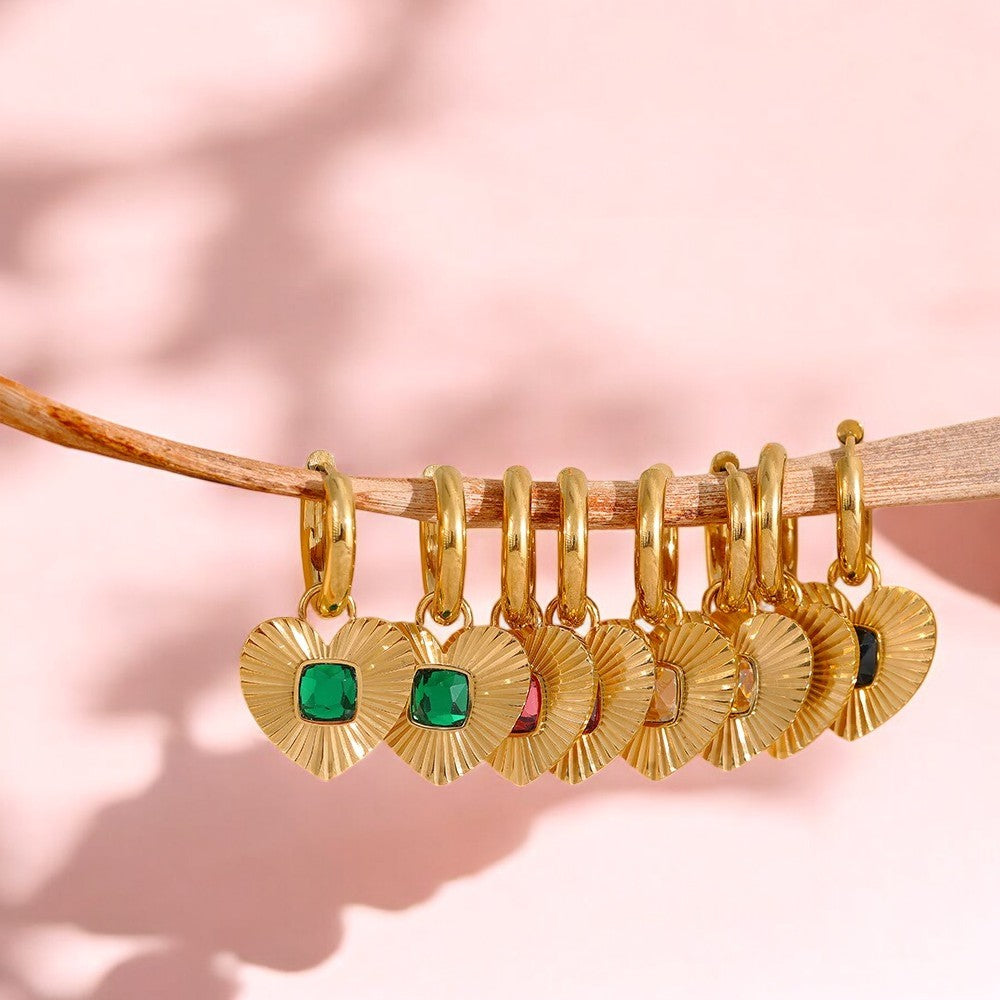 Interchangeable Heart Pendant Hoop Earrings