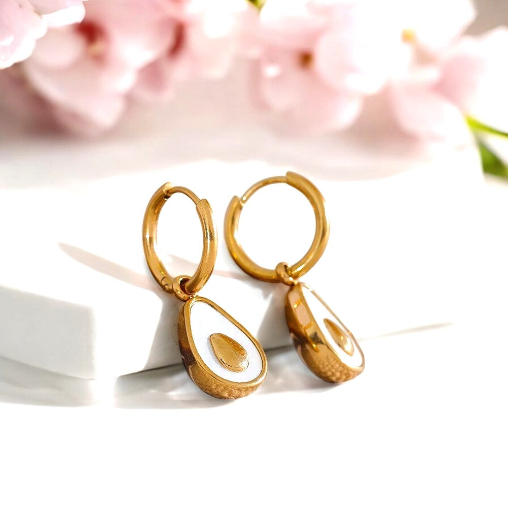 Avocado Huggie Earrings - 2-in-1 Convertible Charm