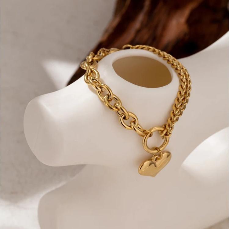 Gold Heart Chain Bracelet
