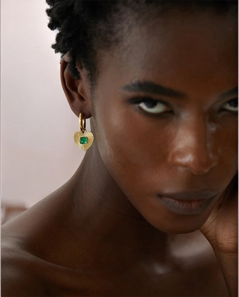 Interchangeable Heart Pendant Hoop Earrings