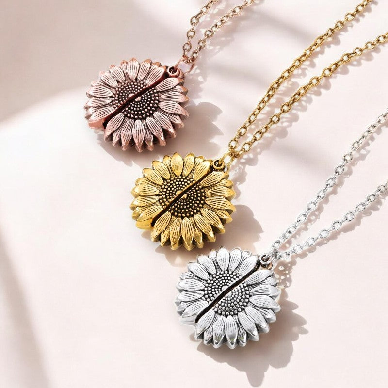 "You Are My Sunshine" Sunflower Pendant Necklace