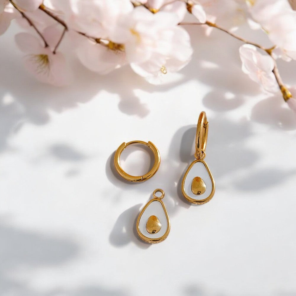 Avocado Huggie Earrings - 2-in-1 Convertible Charm