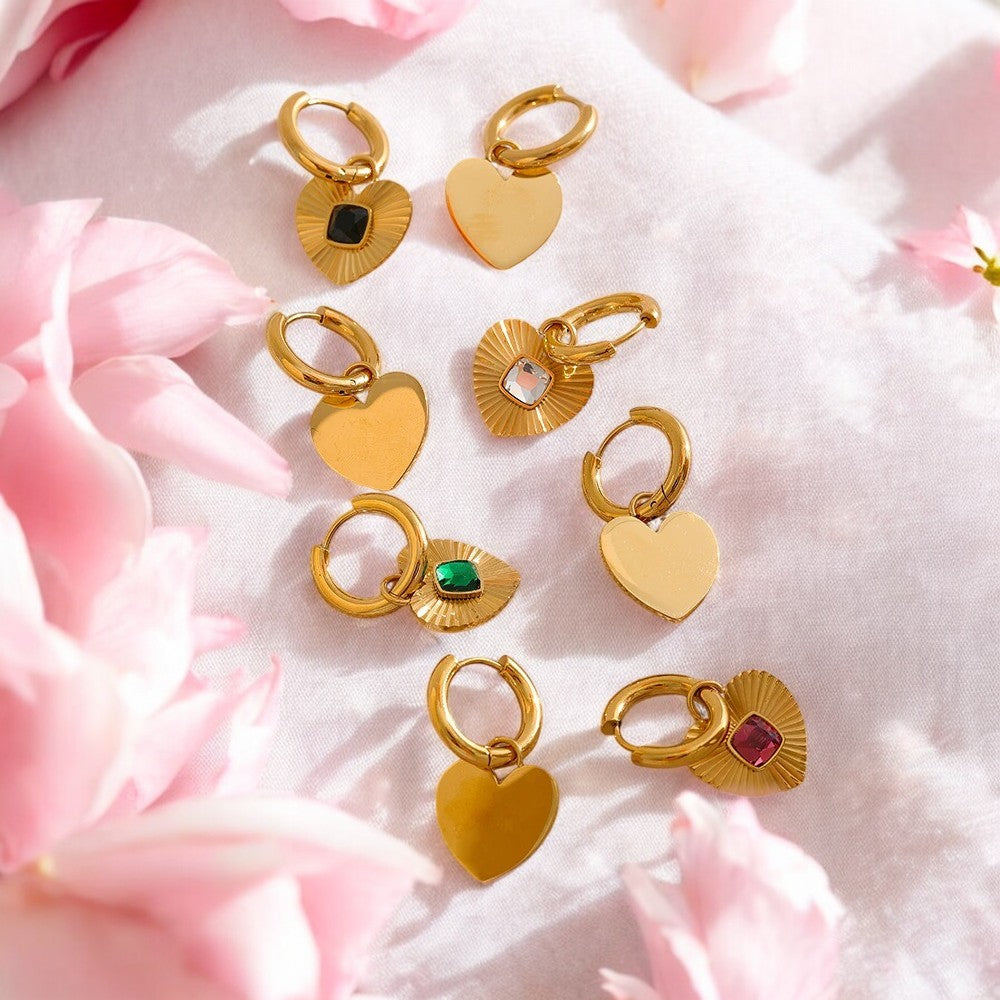 Interchangeable Heart Pendant Hoop Earrings