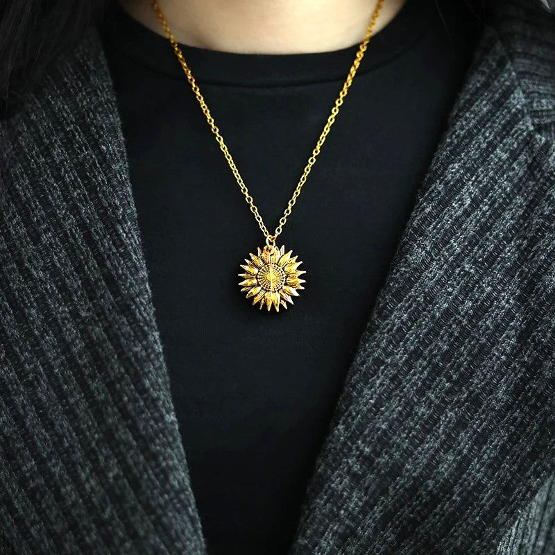 "You Are My Sunshine" Sunflower Pendant Necklace