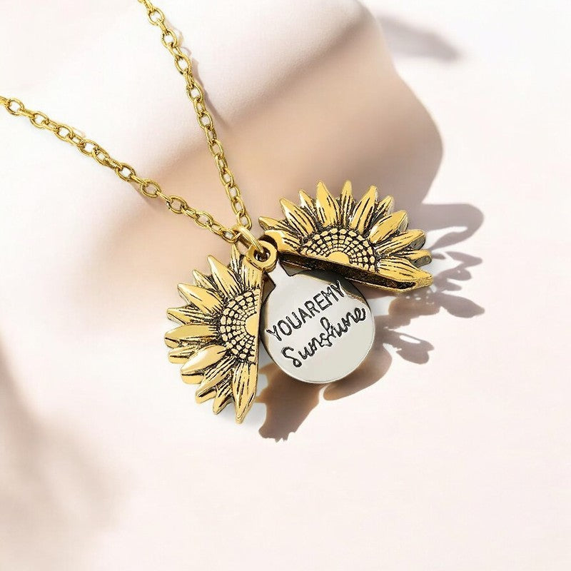 "You Are My Sunshine" Sunflower Pendant Necklace