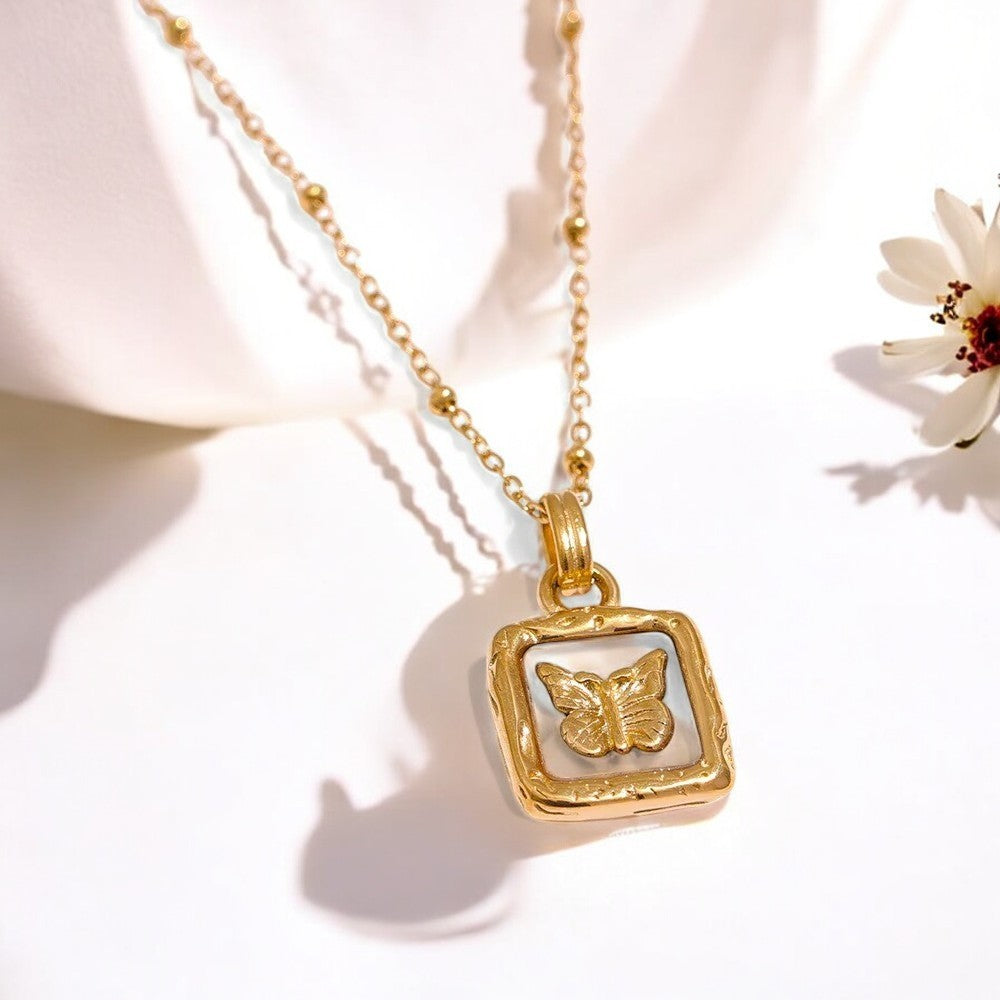Gold Butterfly Pendant Necklace
