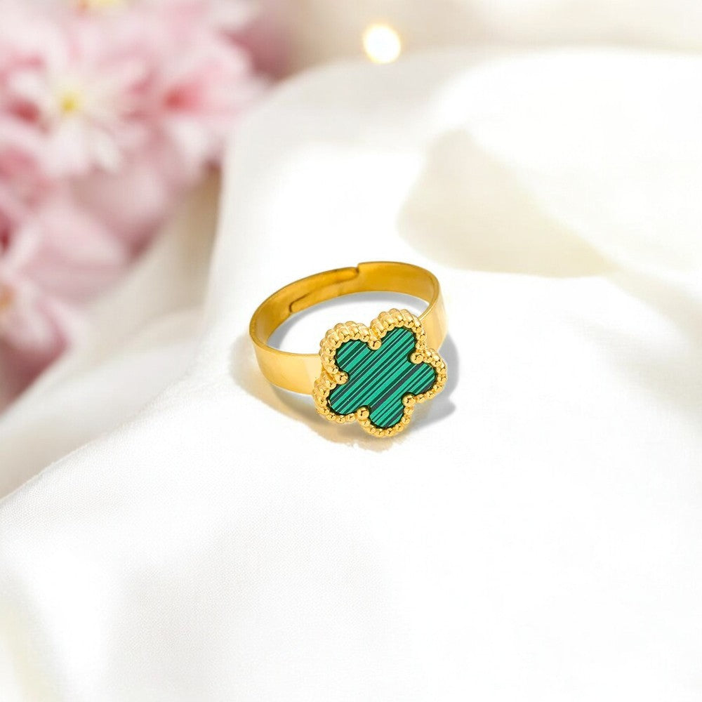 Lucky Four-Leaf Clover Adjustable Ring