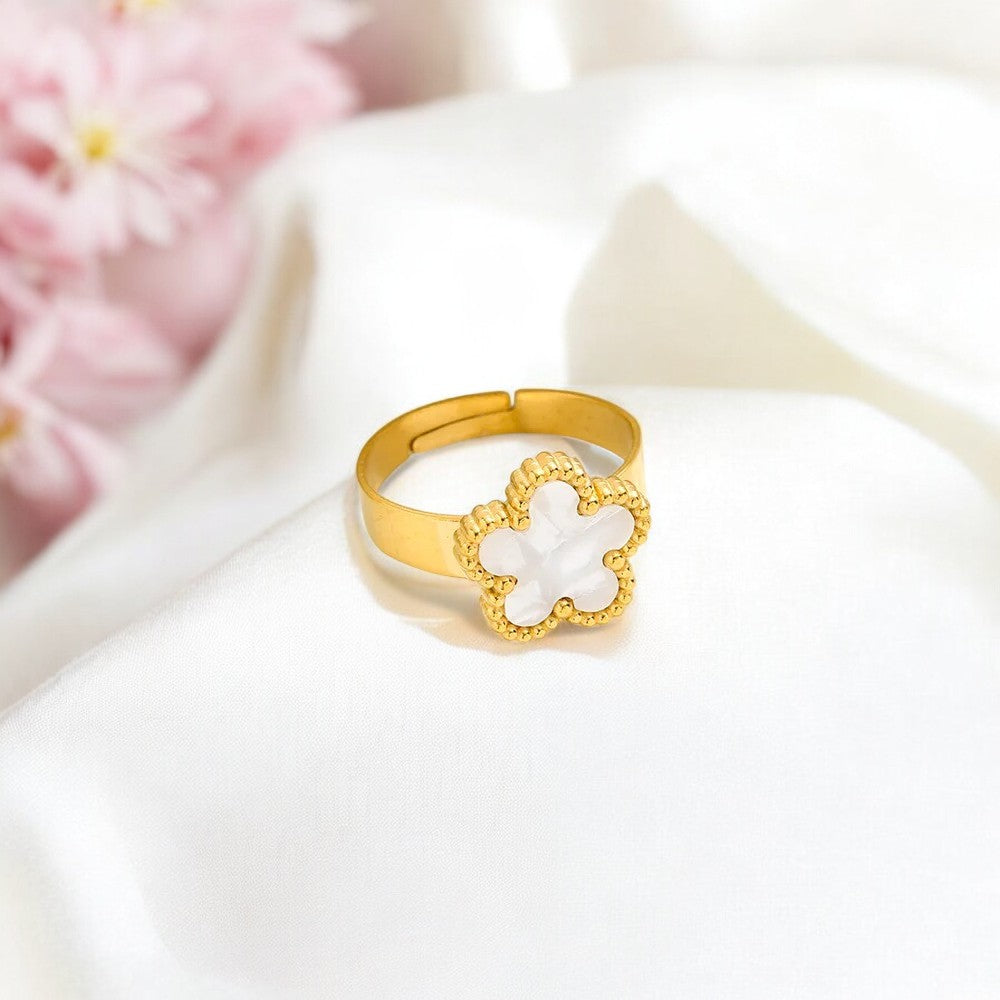 Lucky Four-Leaf Clover Adjustable Ring