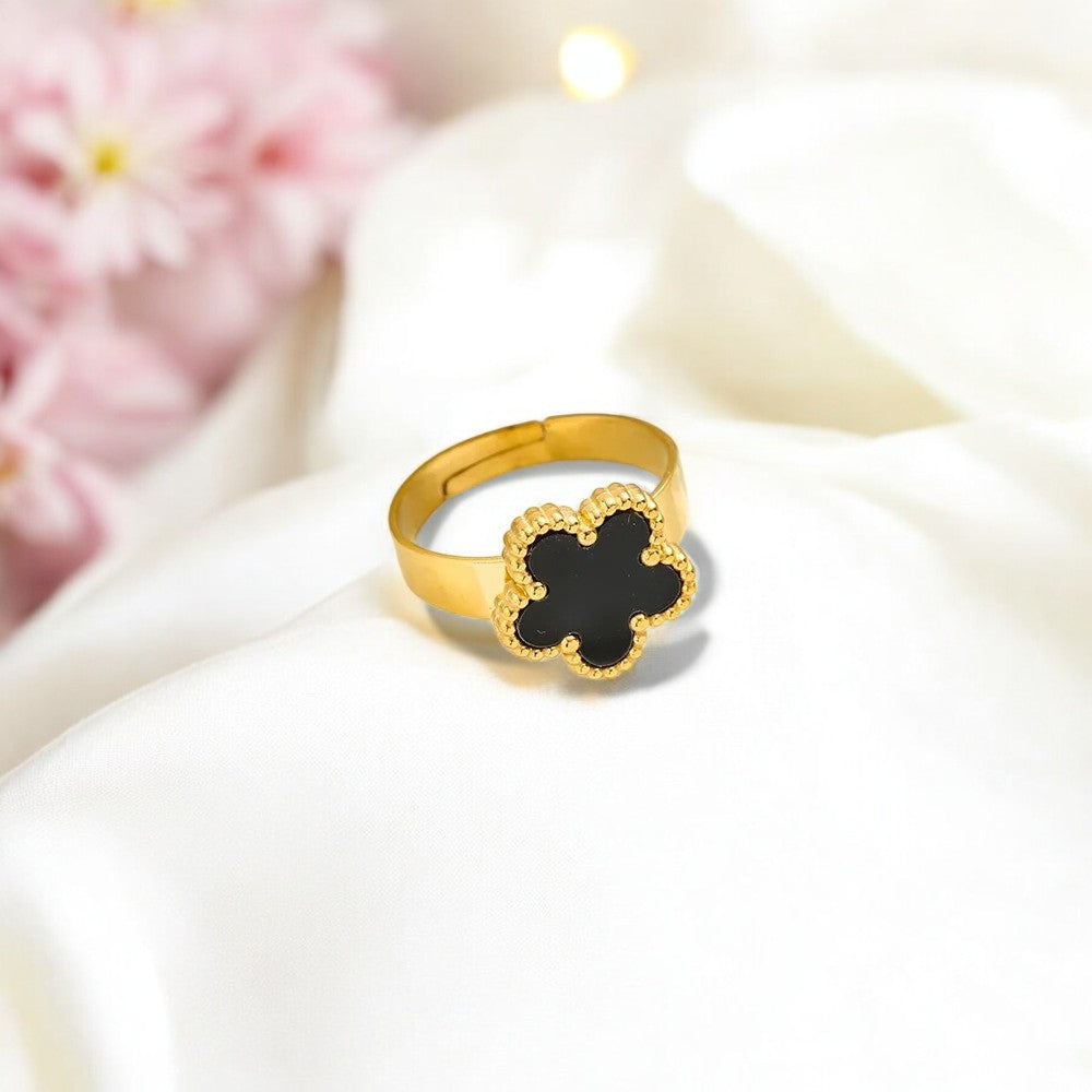 Lucky Four-Leaf Clover Adjustable Ring