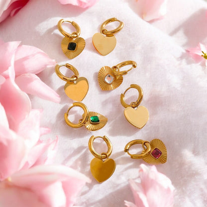 Interchangeable Heart Pendant Hoop Earrings