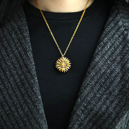 "You Are My Sunshine" Sunflower Pendant Necklace