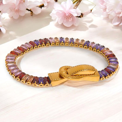 Cubic Zirconia-Studded Buckle Bracelet